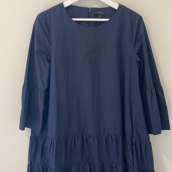 COS A-Line Dress With Gathered Seams / Size 8 / Navy - Picture 6 of 9